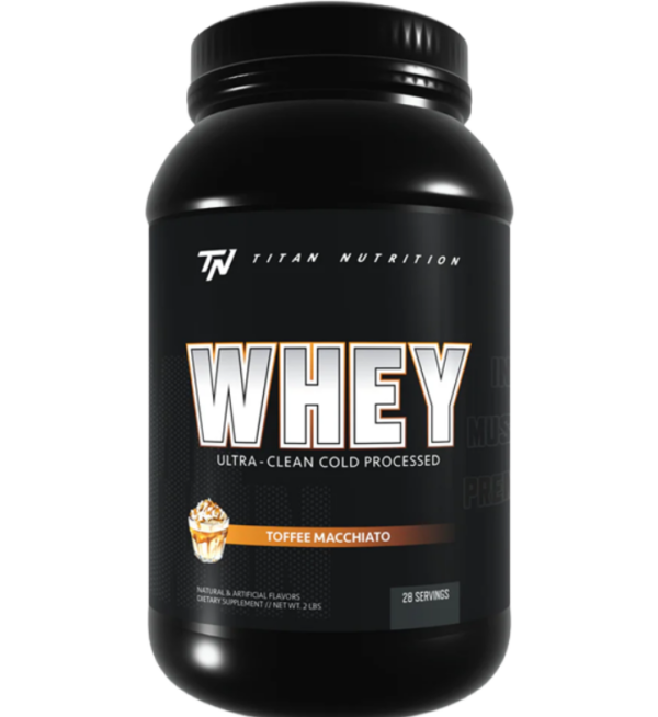 Titan-Nutrition-2lb-Protein-Toffee Macchiato front label
