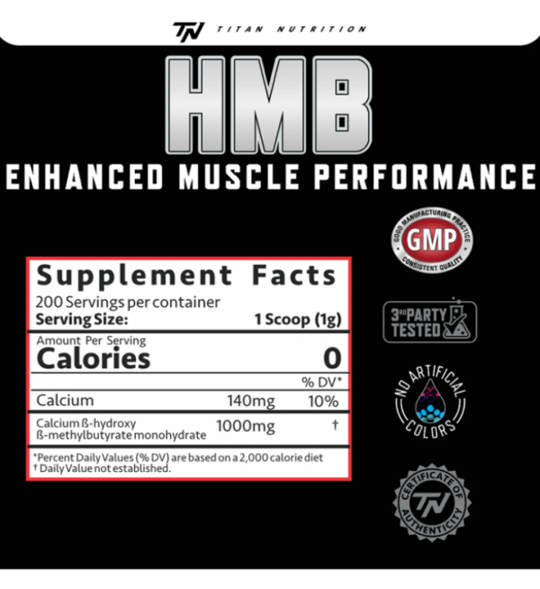 Titan Nutrition HMB - Supplement Facts