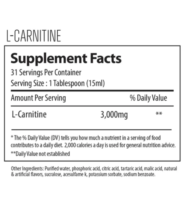 Alpha Supps - L-Carnitine - Supplement Facts
