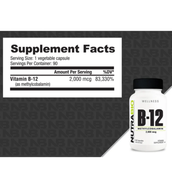 Nutribio B12 Supplement Facts label.
