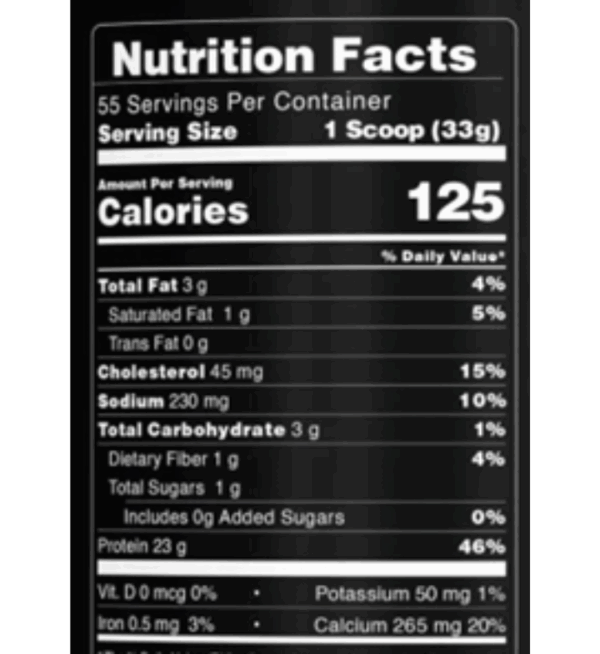 PEScience-Select-Protein-55-Servings-Supplement-Facts label.