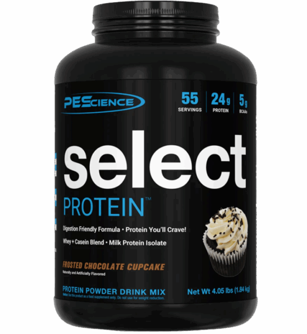 PEScience-Select-Protein-Frosted-Chocolate-Cupcake-55-Servings front label.