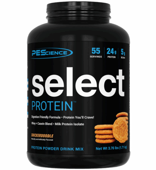 PEScience-Select-Protein-Snickerdoodle-55-Servings front label.