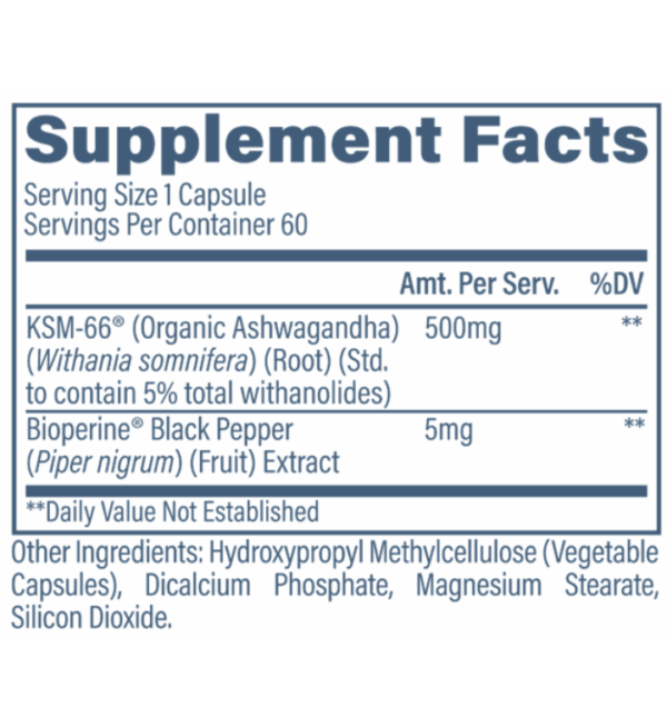 Revive KSM-66 - Supplement Facts label.